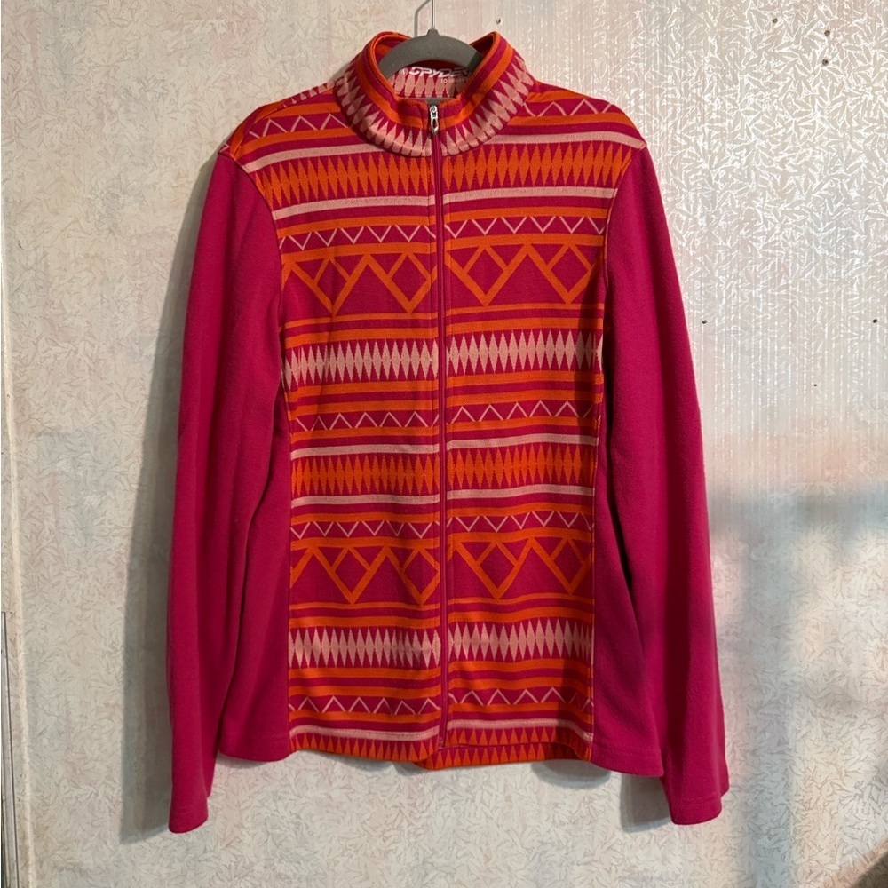Women's Spyder Long Sleeve Full Zip Jacket Size M (10) Pink And Orange‎ Size 10